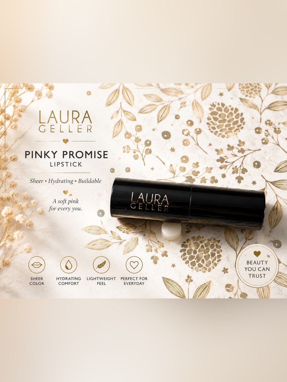 Laura Geller Pinky Promise Lipstick — Black and Gold Tube